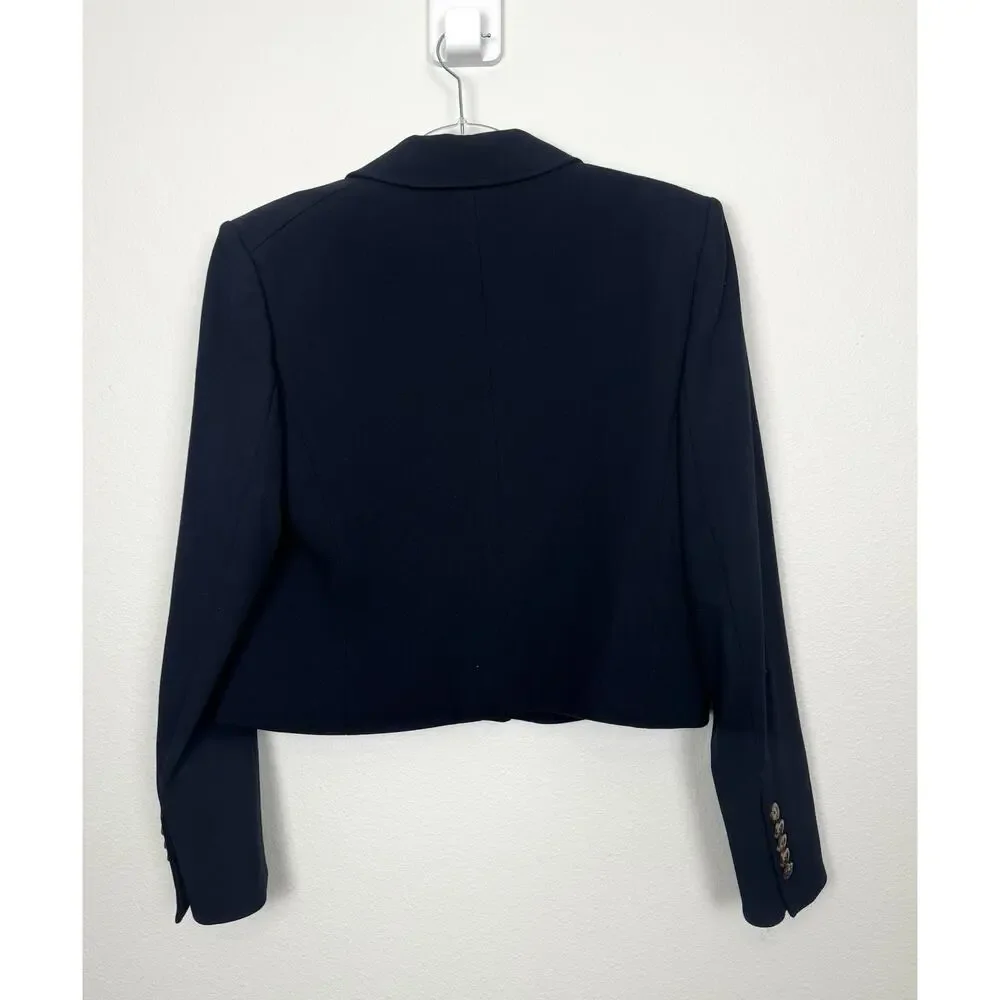 Veronica Beard Blazer Navy Blue Navis Cropped Dickey Jacket Womens 12 NWT - Picture 2 of 11